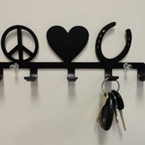 Peace Love Horseshoe Key Holder